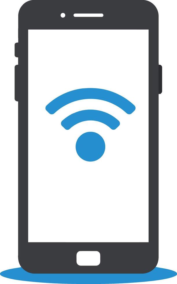 Smartphone illustration displaying wireless signal with a flat design style emphasizing connectivity and modern technology in art vector