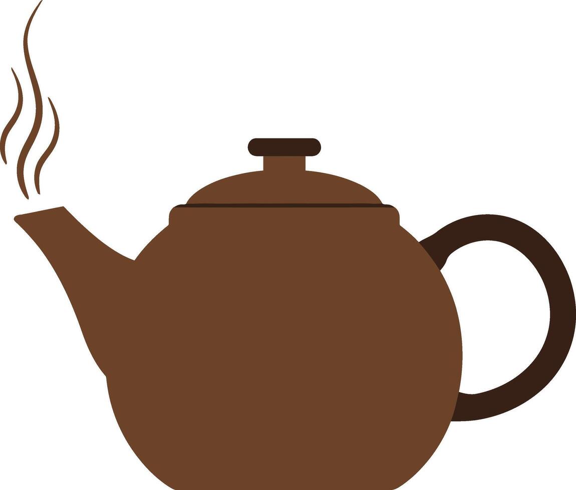 Brown teapot with steam rising, designed in a minimal style, showcasing simplicity and warmth in art vector