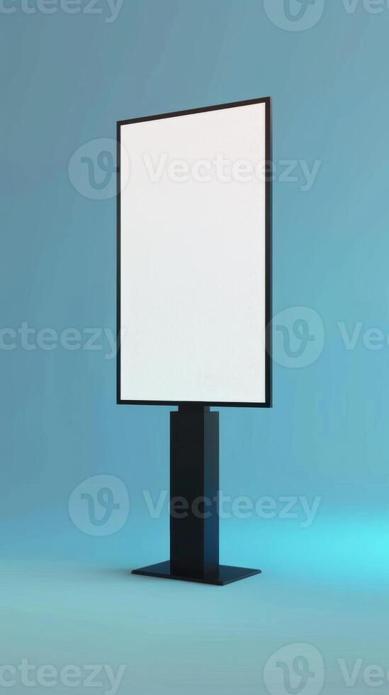 Blank billboard mockup on blue background photo