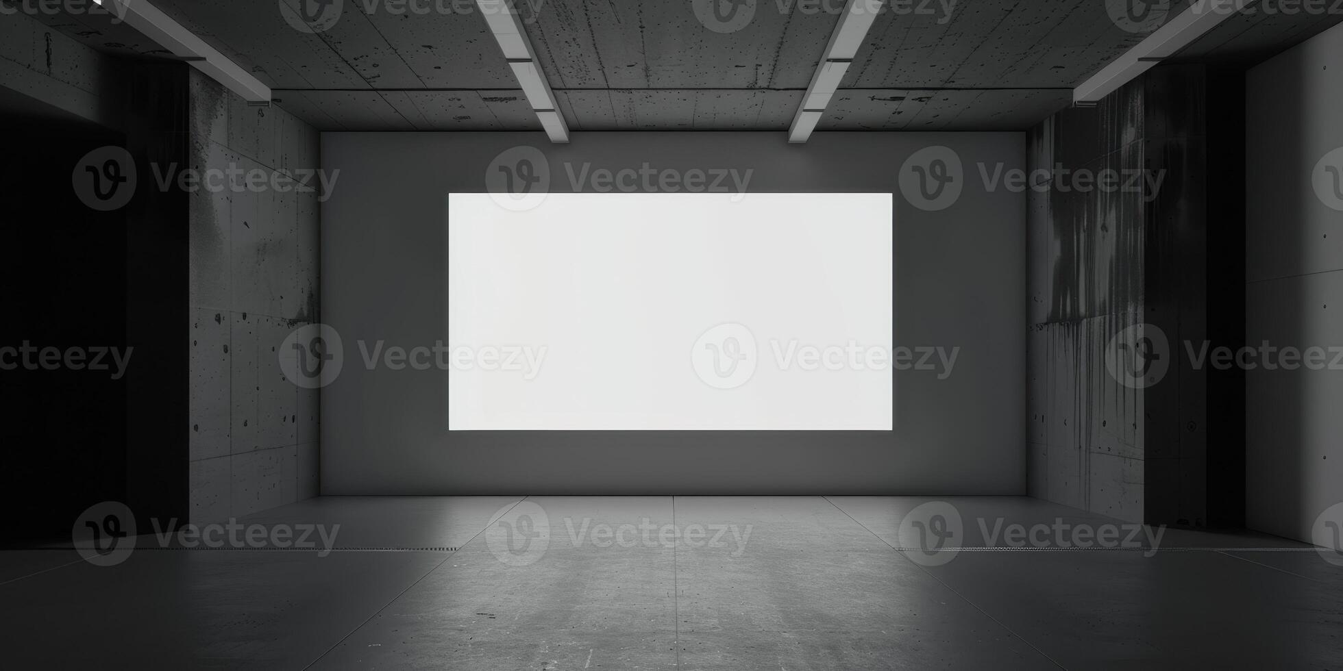 An empty room with a white square in the middle photo