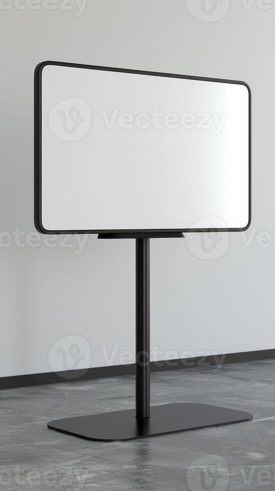 A white board on a stand in a room photo