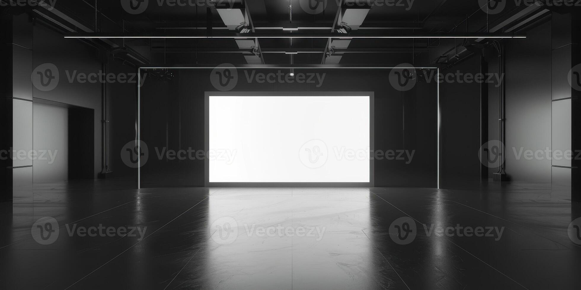 An empty room with a white light in the middle photo