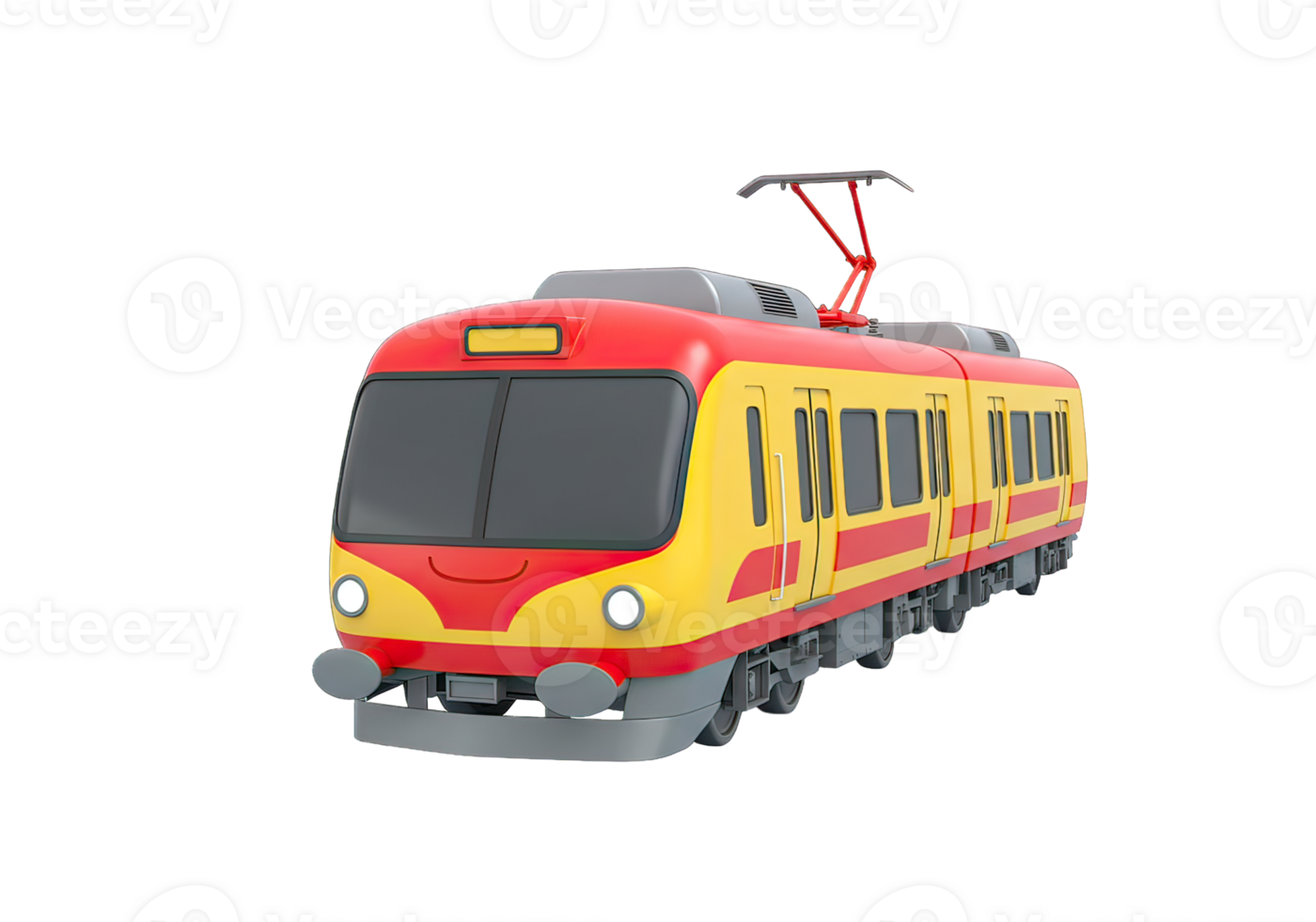 Cartoon Train Illustration with Red and Yellow Color on White Background png