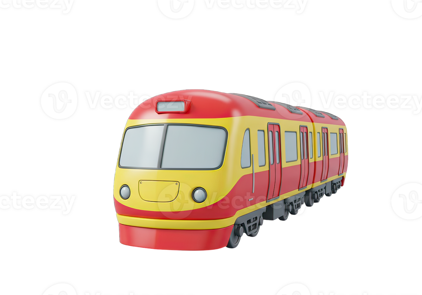 Isolated Red and Yellow Train Subway Car Model on White Background png
