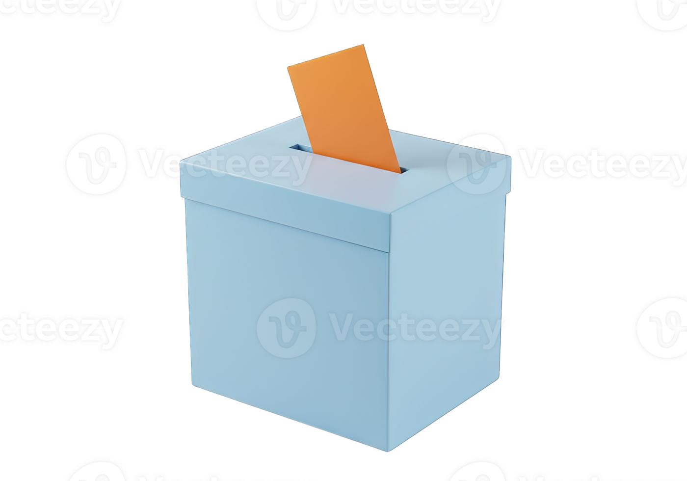 Placing an Orange Ballot in a Pale Blue Box for Election png