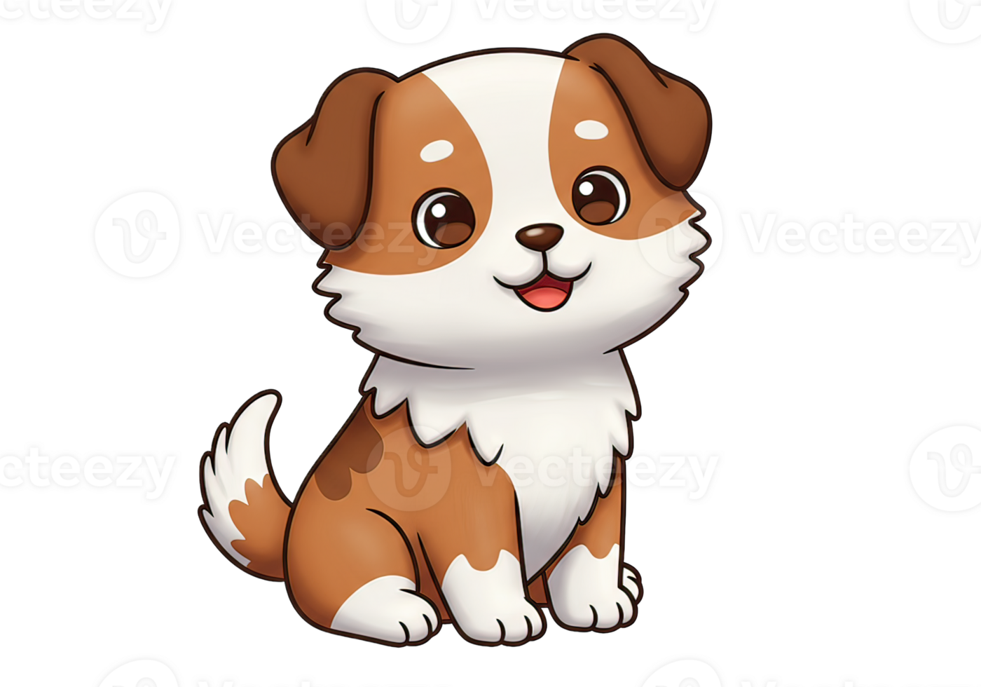 Cute Puppy Cartoon Sitting Isolated on White Background Looking Happy png