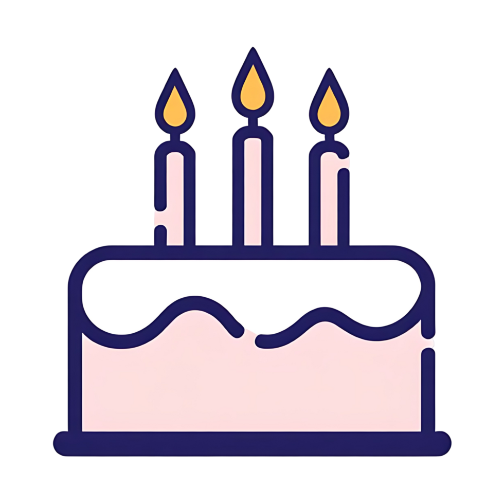 Flat Design Pink and White Cake with Icing and Candles png