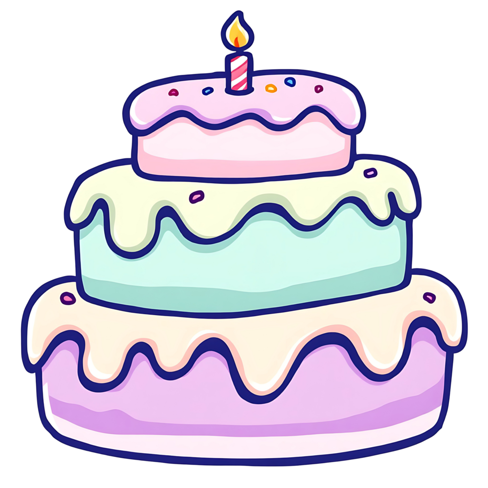 Colorful Cartoon Cake with Sprinkles and Pastel Layers png