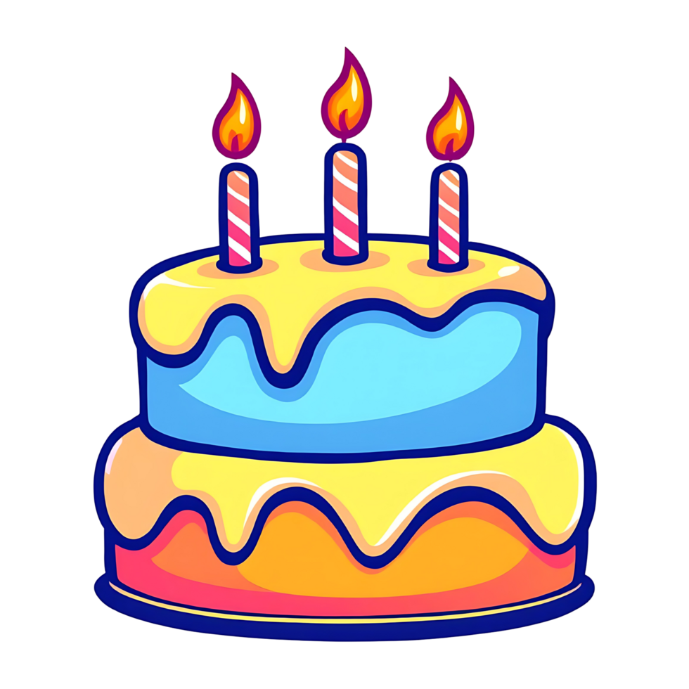 Colorful Celebration Cake with Dripping Frosting png
