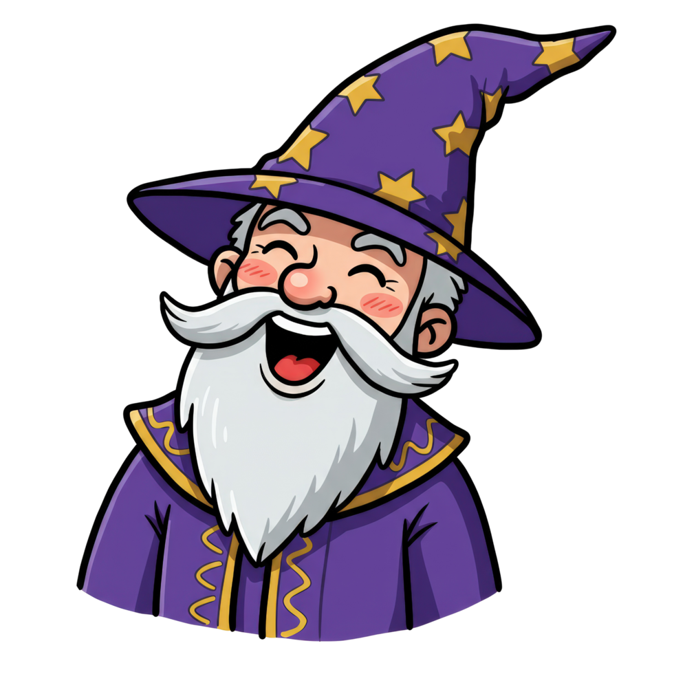 Laughing Wizard Magical Cartoon Emoji Illustration png