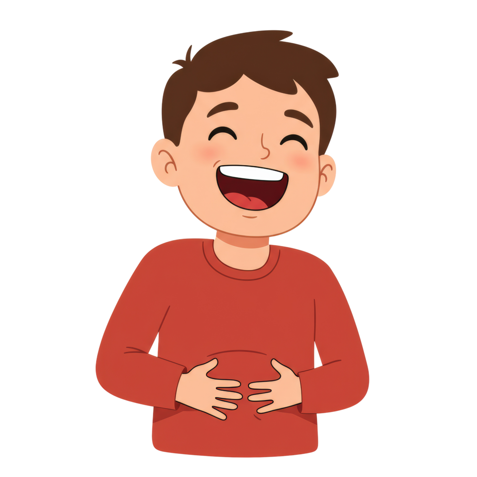Funny Laughing Emoji Illustration Joyful Kid Holding Stomach png