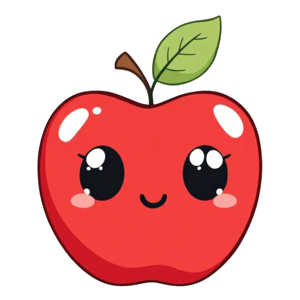 Cute Kawaii Apple Clipart Adorable Cartoon Fruit Illustration png