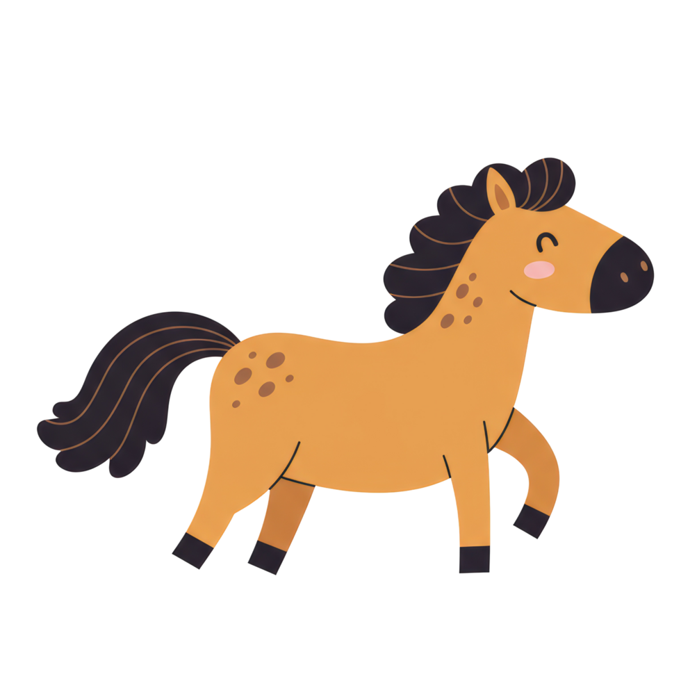 Adorable Running Horse Illustration in Simple Style png