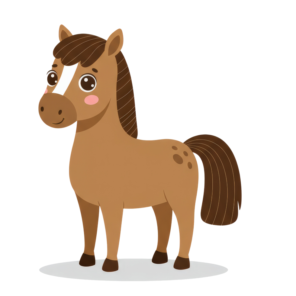 Cute Brown Horse Clipart with Big Eyes and Spots png