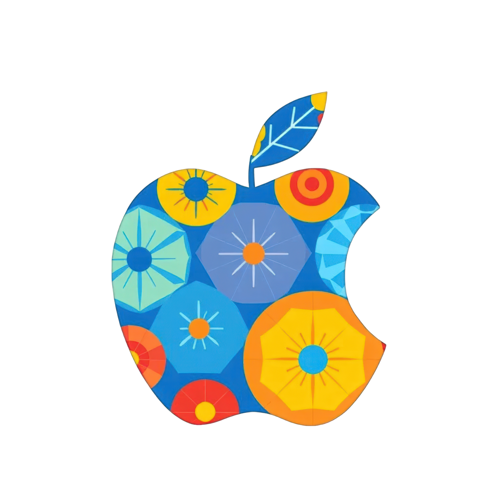 Trendy Abstract Apple Clip Art with Floral Patterns png