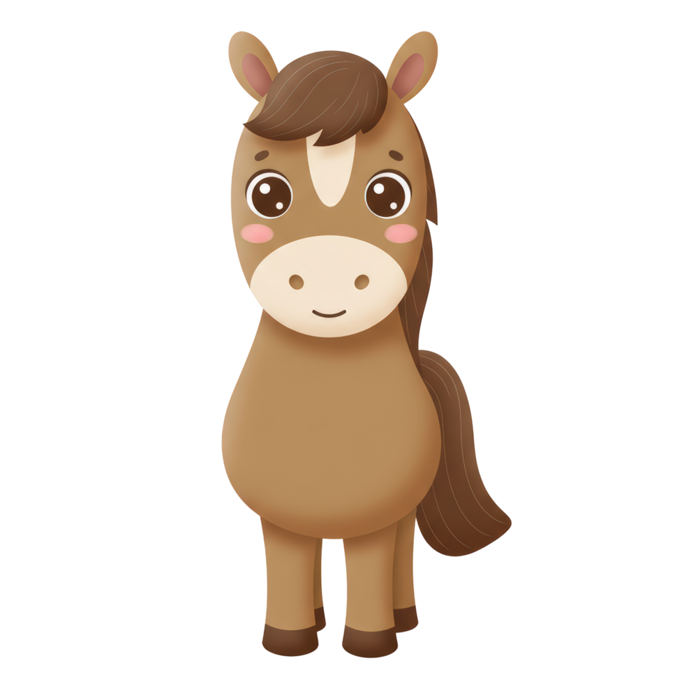 Cute Cartoon Horse Illustration with Big Eyes png