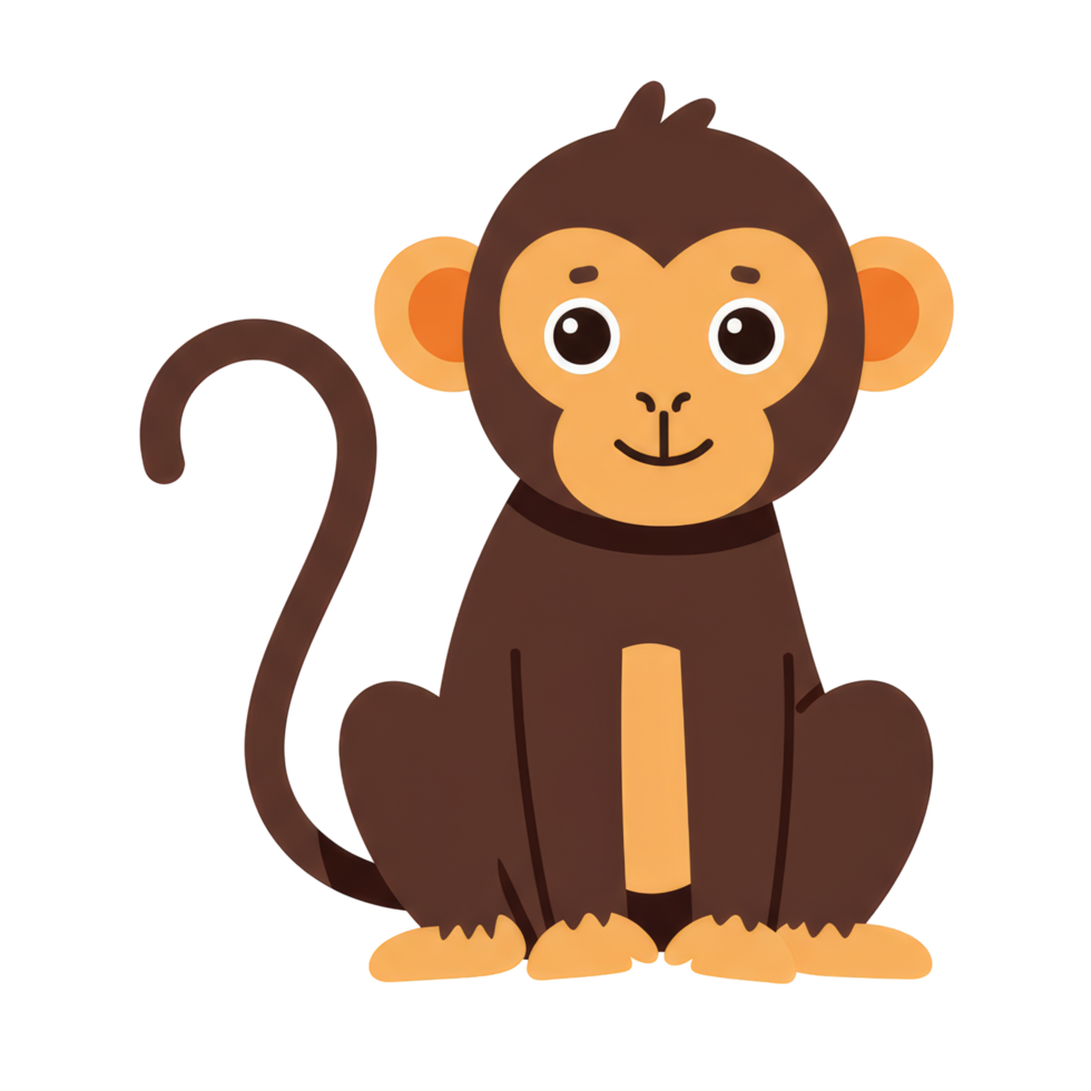Adorable Monkey Illustration with Happy Expression png