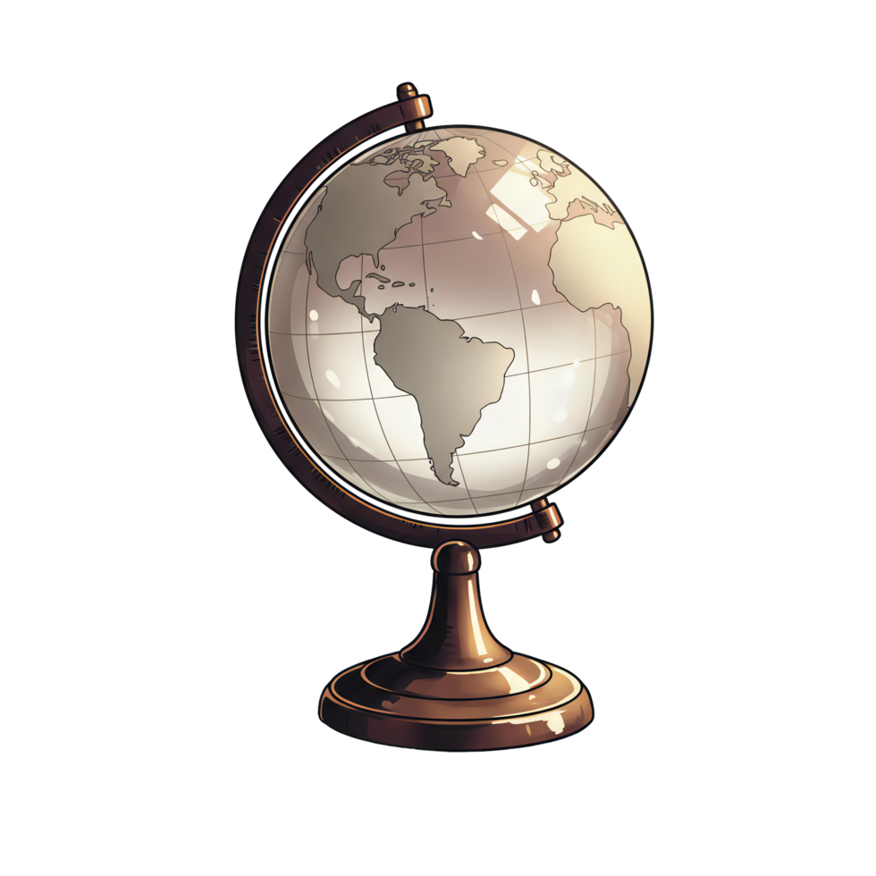Antique Earth Globe Clip Art Retro Geography Design png