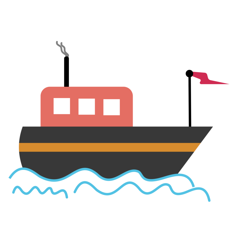 a boat with a flag on it, isolated on a transparent background png