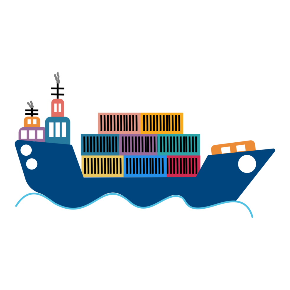 a cargo ship with containers png