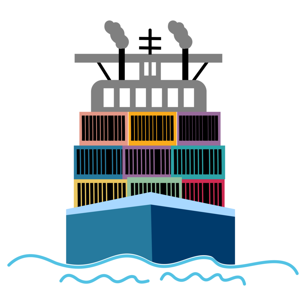 a cargo ship with containers on it png