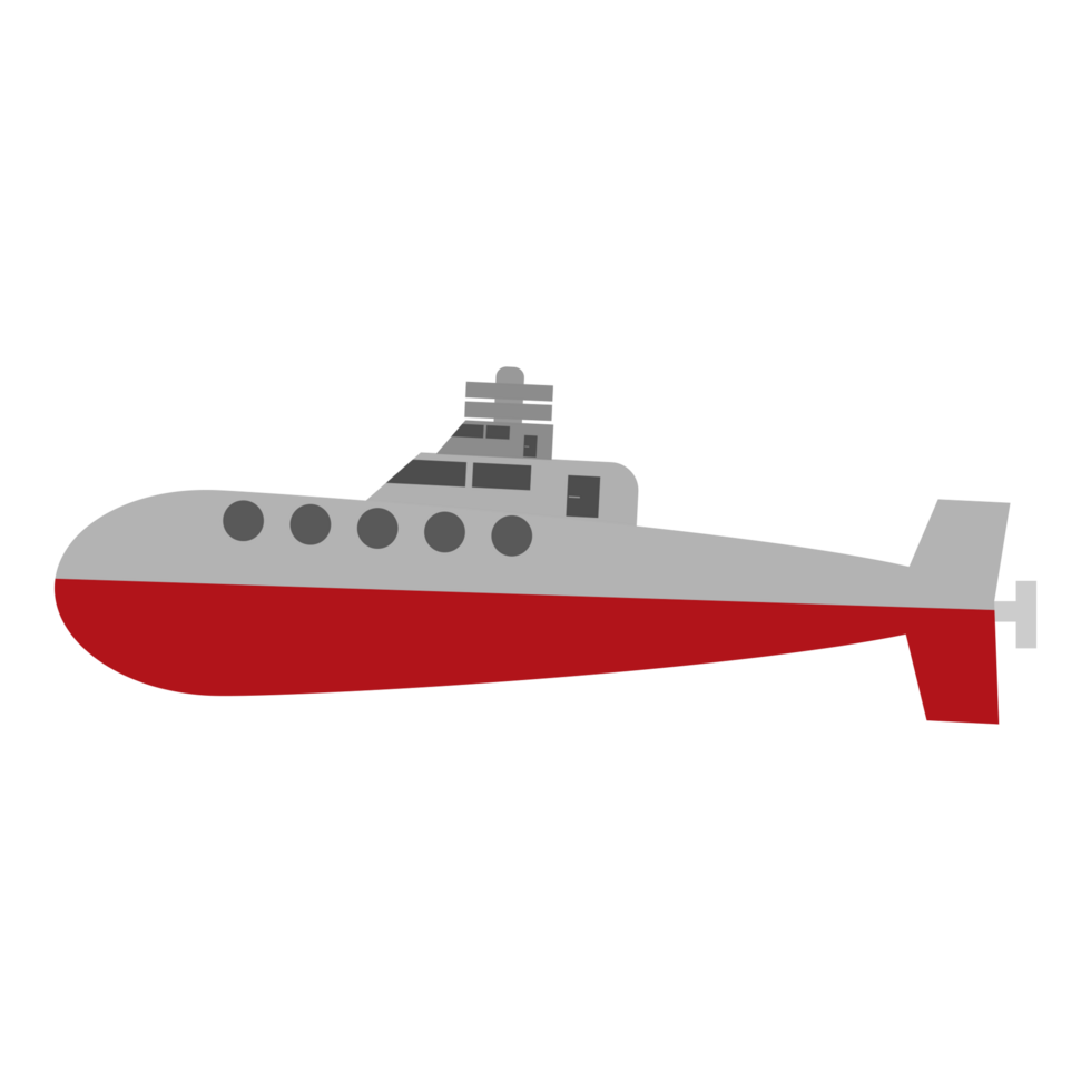 submarine icon, flat style, isolated on transparent background png