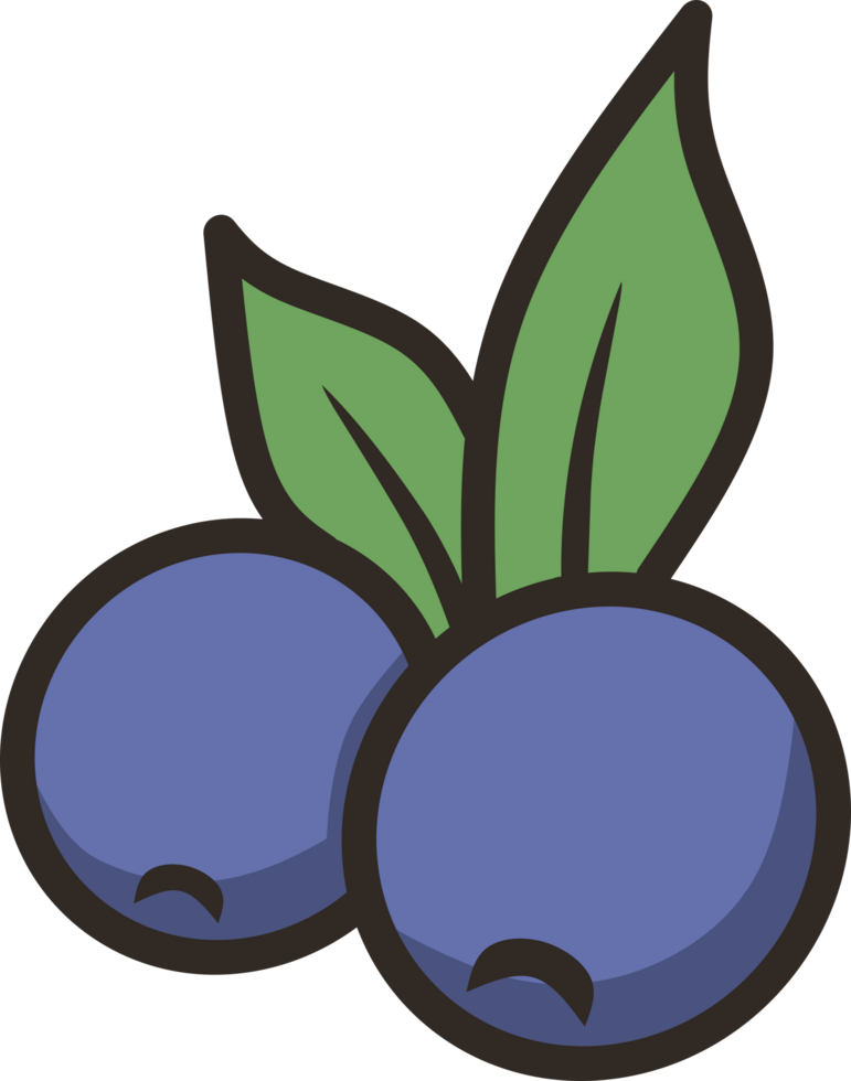 Blueberry Cartoon Style Fruit Icons png