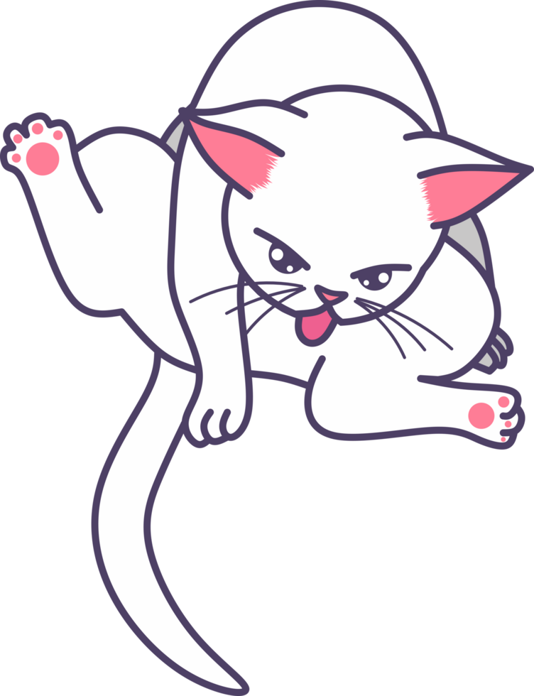 Cute Cat Licking Illustration png
