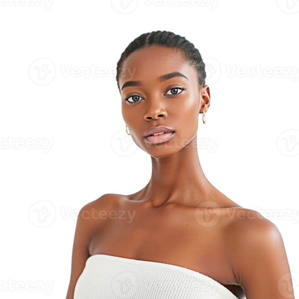 an attractive black woman in a white dress png