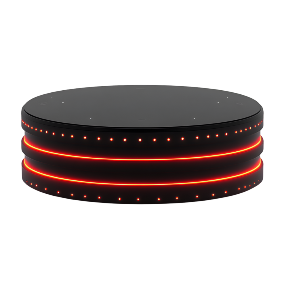 Futuristic Black Disk with Red LED Lights Technology Display Stand png