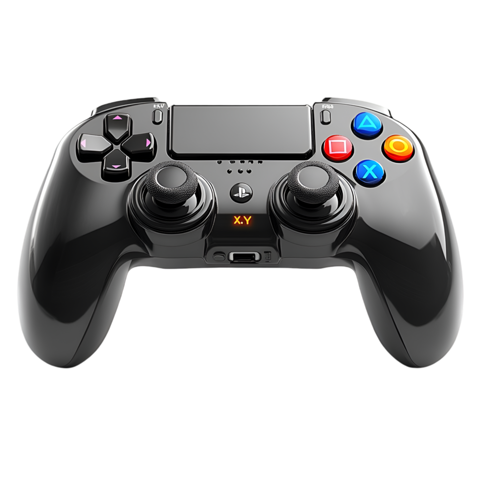 Sleek Black Wireless Gamepad Controller Gaming Device, png