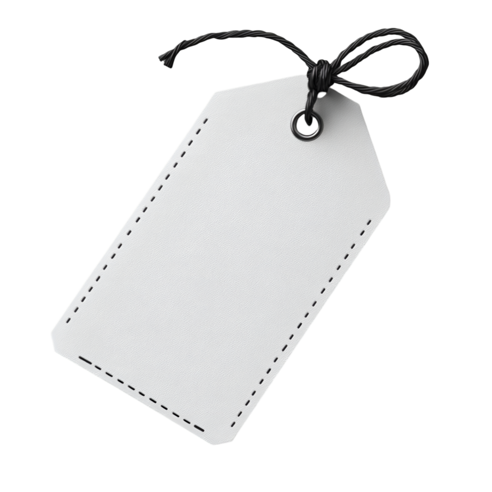 Blank White Leather Tag with Black String png