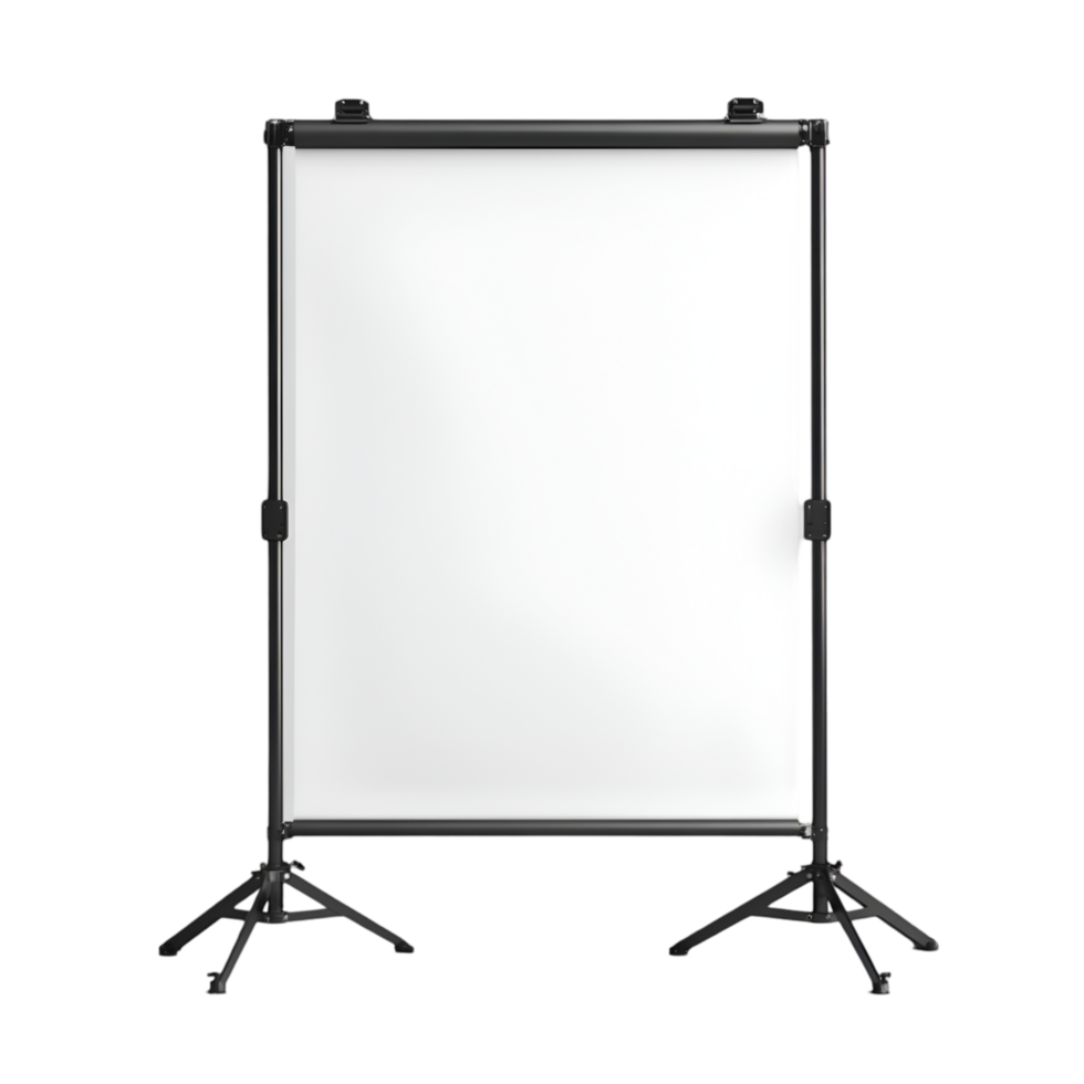 Blank portable presentation board on tripod stands png