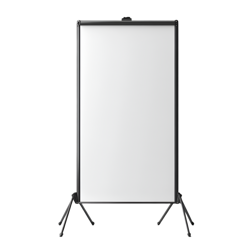 Blank portable whiteboard on tripod stand ready for use presentation tool office supply png
