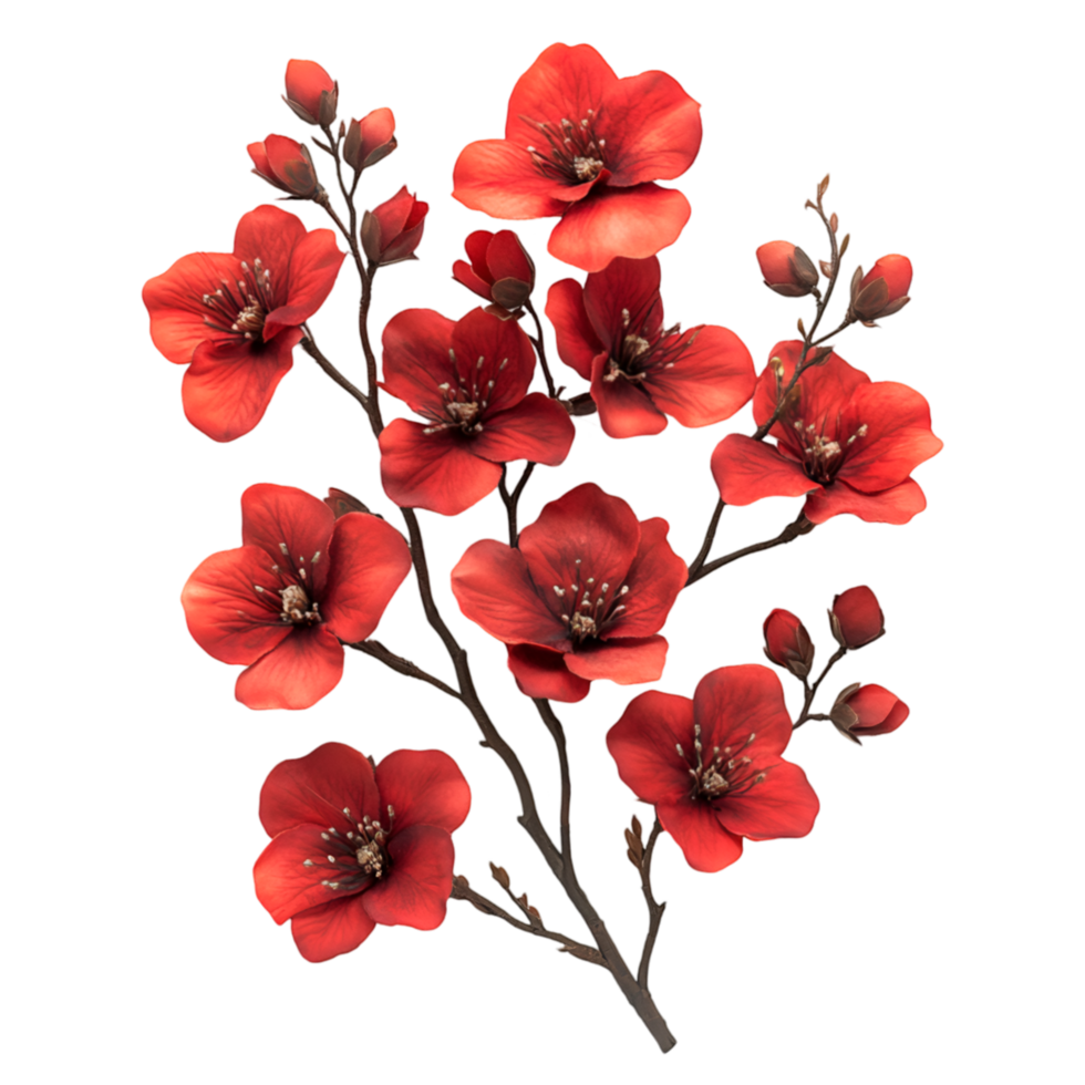 Red flowers blooming branch elegant floral design botanical beauty nature spring blossoms, png