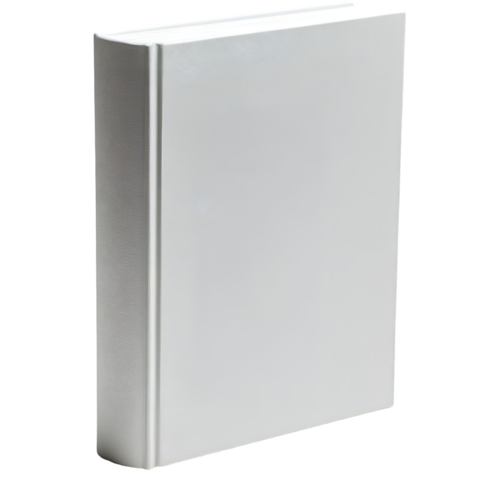 Blank white book mockup design template isolated on black background png