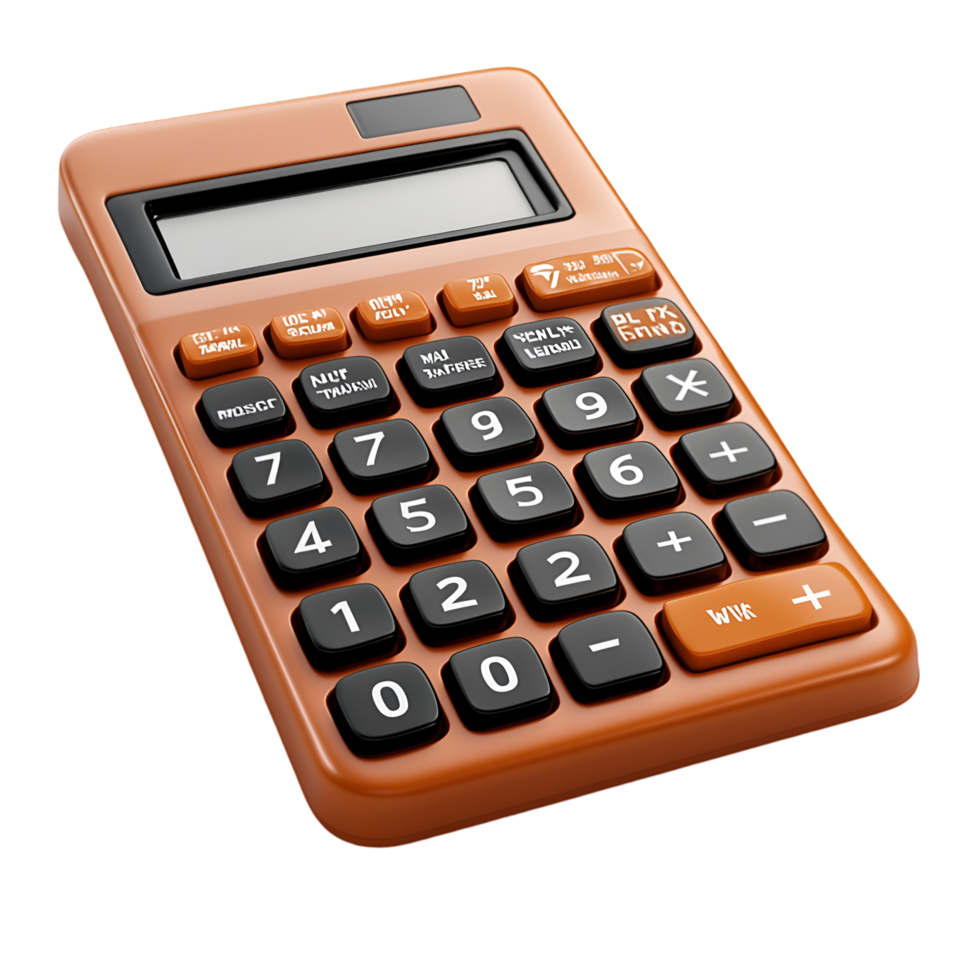 Orange Calculator Math Tool Numbers Buttons Technology Device png