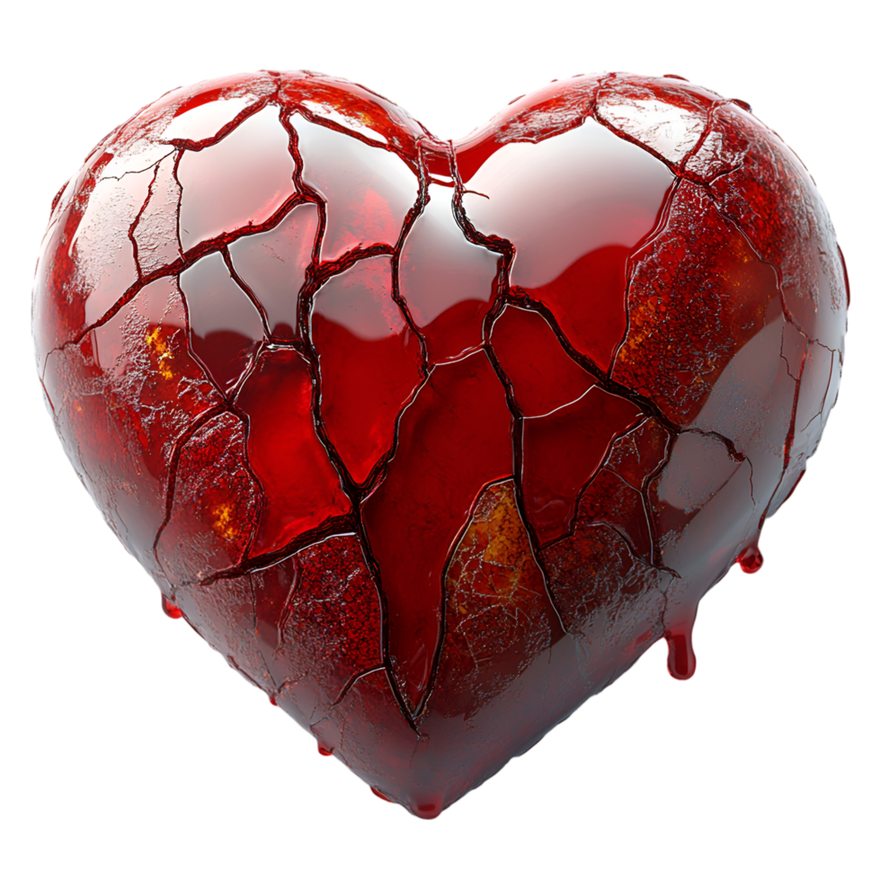 Broken Red Heart Bleeding Pain Sorrow Despair png