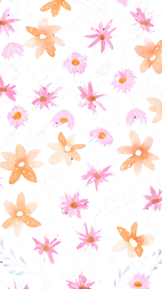 Watercolor Floral Pattern on Transparant Background png