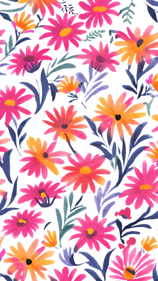 Vibrant Floral Pattern on Transparant Background png