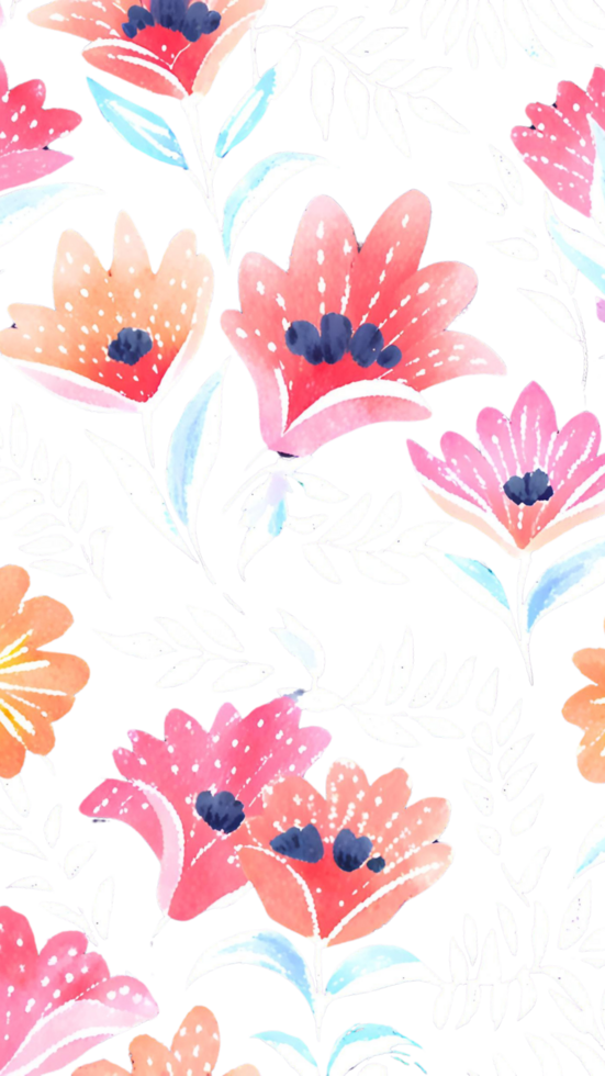 Floral Pattern with Vibrant Flowers on Transparant Background png
