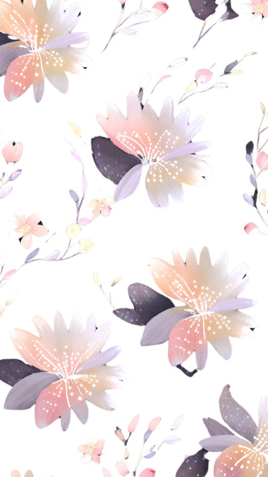 Pastel Floral Pattern on Transparant Background png