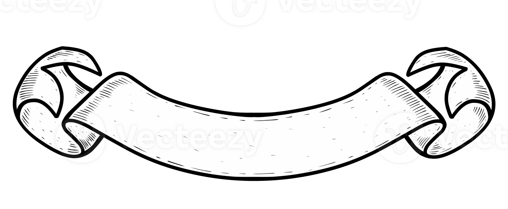 Handdrawn Illustration of banner ribbon isolated png