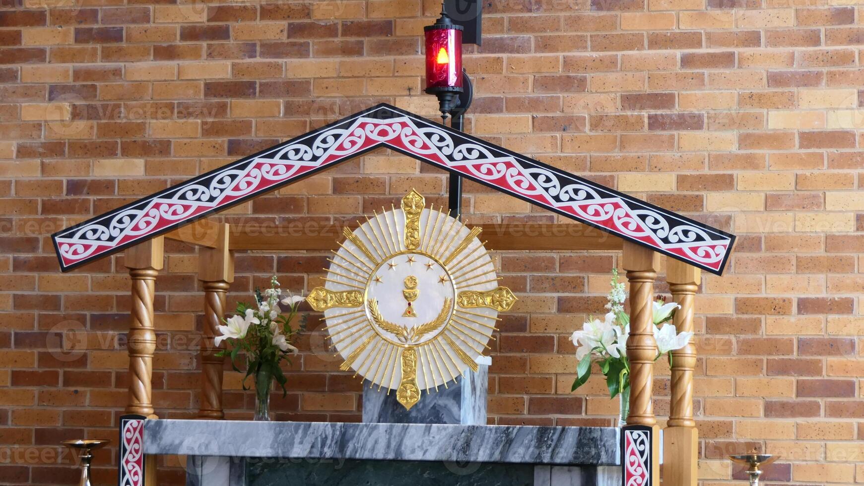 a church altar with a cross and a cross on it photo
