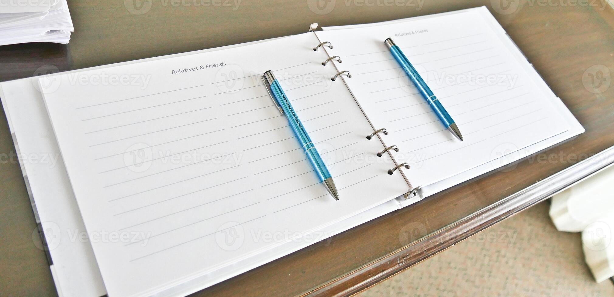 a memorial book at a funeral service photo