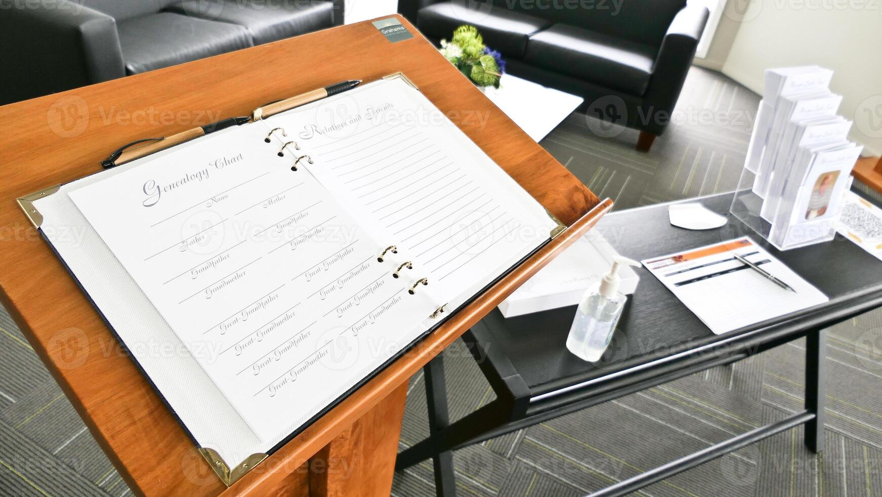 signing of memorial book at a funeral services photo