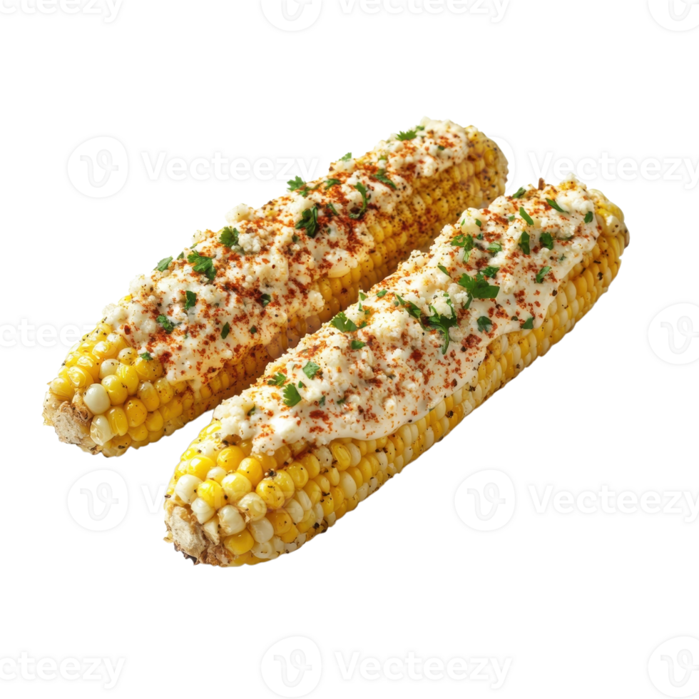 Grilled Elote Mexican Street Corn on transparent background. png