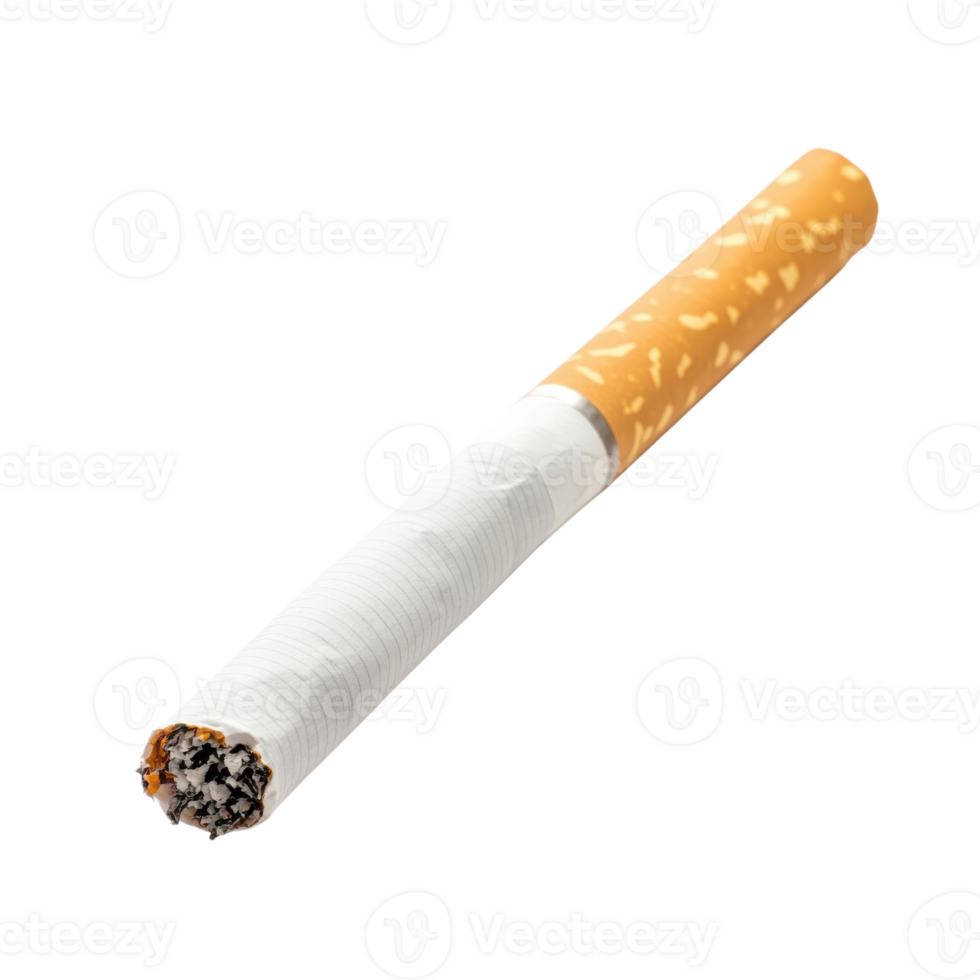 Smoking Cigarette Filter Close Up on transparent background. png