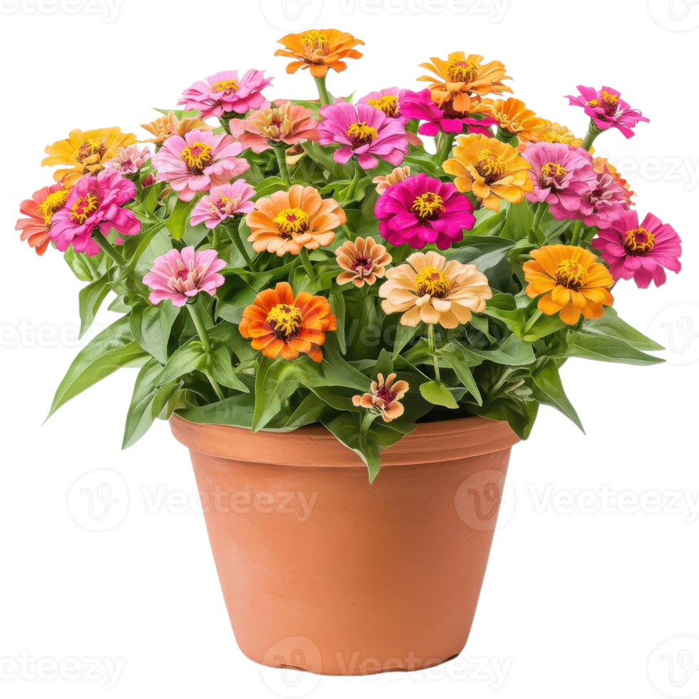 Colorful Flowers Overflowing Pot on transparent background. png