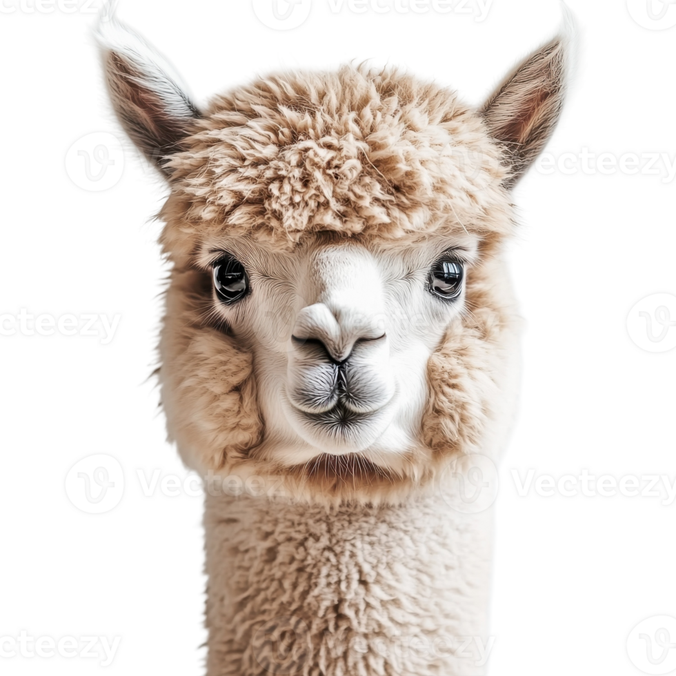 Elegant Alpaca in Winter Wonderland on transparent background. png